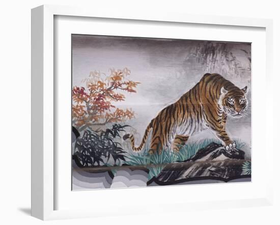 Tiger Painting on Outdoor Corridors, Zhongshan Park, Beijing, China-Adam Jones-Framed Photographic Print