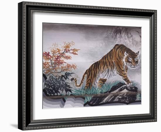 Tiger Painting on Outdoor Corridors, Zhongshan Park, Beijing, China-Adam Jones-Framed Photographic Print