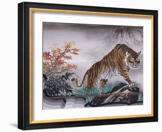 Tiger Painting on Outdoor Corridors, Zhongshan Park, Beijing, China-Adam Jones-Framed Photographic Print