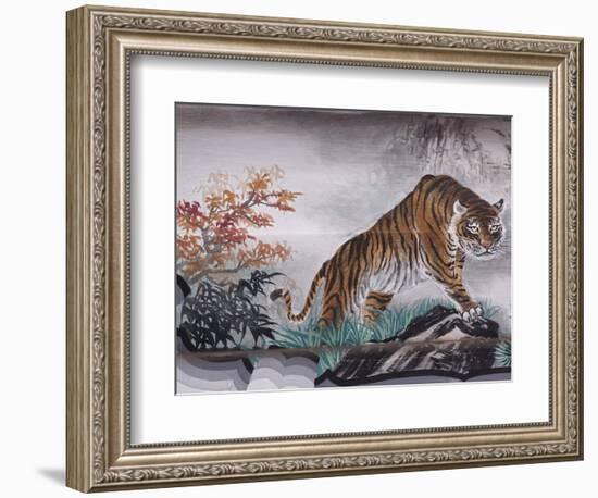 Tiger Painting on Outdoor Corridors, Zhongshan Park, Beijing, China-Adam Jones-Framed Premium Photographic Print