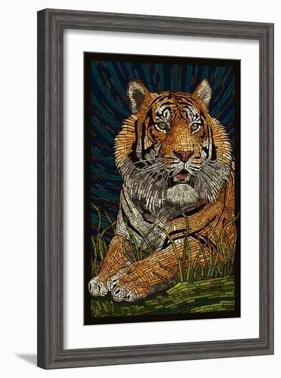 Tiger - Paper Mosaic-Lantern Press-Framed Art Print