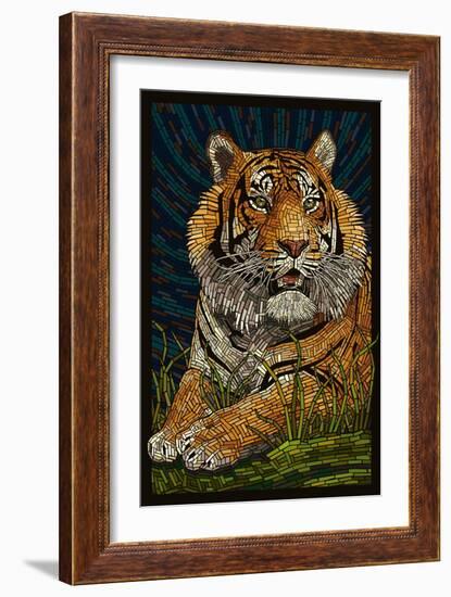 Tiger - Paper Mosaic-Lantern Press-Framed Art Print