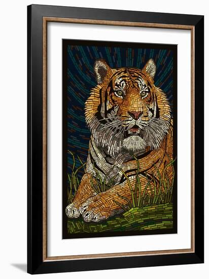 Tiger - Paper Mosaic-Lantern Press-Framed Art Print