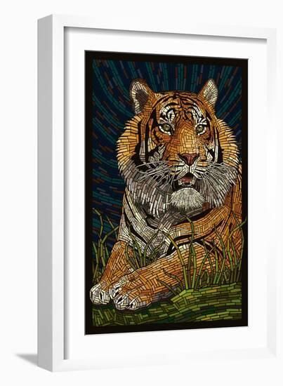 Tiger - Paper Mosaic-Lantern Press-Framed Art Print