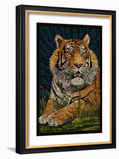 Tiger - Paper Mosaic-Lantern Press-Framed Art Print