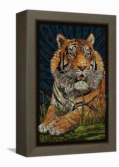 Tiger - Paper Mosaic-Lantern Press-Framed Stretched Canvas