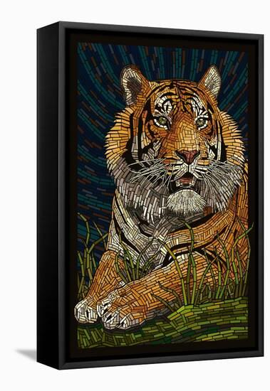 Tiger - Paper Mosaic-Lantern Press-Framed Stretched Canvas