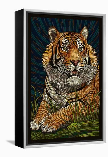 Tiger - Paper Mosaic-Lantern Press-Framed Stretched Canvas