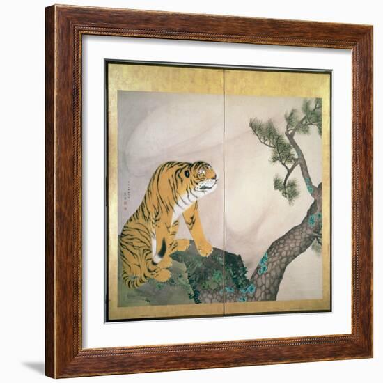 Tiger Screen, Japanese, 1781 (Ink, Colour and Gold on Paper)-Maruyama Okyo-Framed Giclee Print