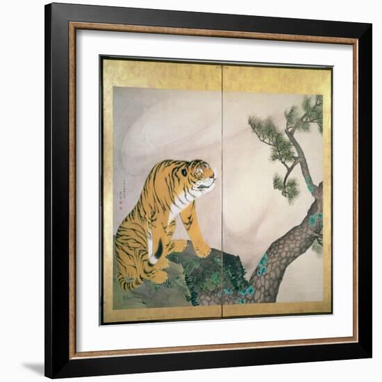 Tiger Screen, Japanese, 1781 (Ink, Colour and Gold on Paper)-Maruyama Okyo-Framed Giclee Print