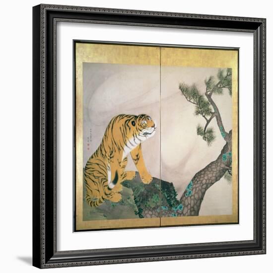 Tiger Screen, Japanese, 1781 (Ink, Colour and Gold on Paper)-Maruyama Okyo-Framed Giclee Print