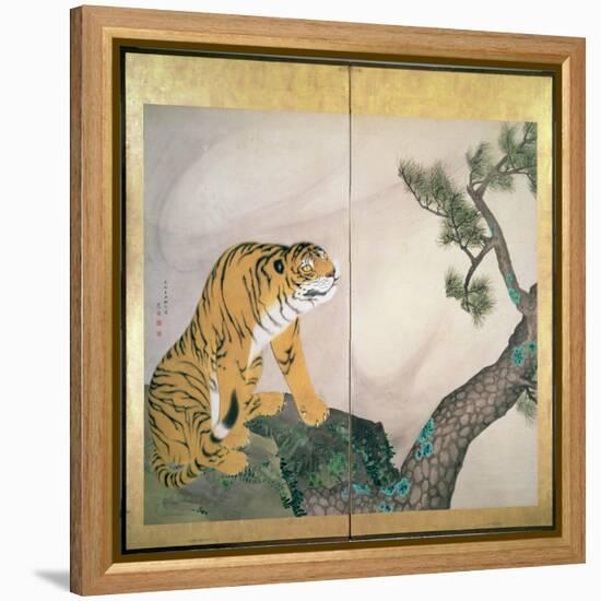 Tiger Screen, Japanese, 1781 (Ink, Colour and Gold on Paper)-Maruyama Okyo-Framed Premier Image Canvas