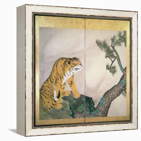 Tiger Screen, Japanese, 1781 (Ink, Colour and Gold on Paper)-Maruyama Okyo-Framed Premier Image Canvas