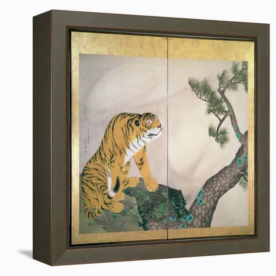 Tiger Screen, Japanese, 1781 (Ink, Colour and Gold on Paper)-Maruyama Okyo-Framed Premier Image Canvas