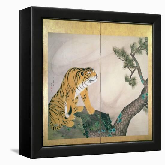 Tiger Screen, Japanese, 1781 (Ink, Colour and Gold on Paper)-Maruyama Okyo-Framed Premier Image Canvas