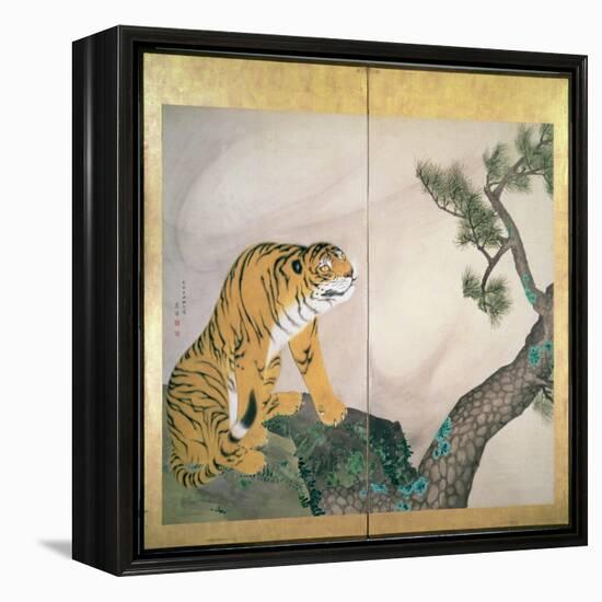 Tiger Screen, Japanese, 1781 (Ink, Colour and Gold on Paper)-Maruyama Okyo-Framed Premier Image Canvas