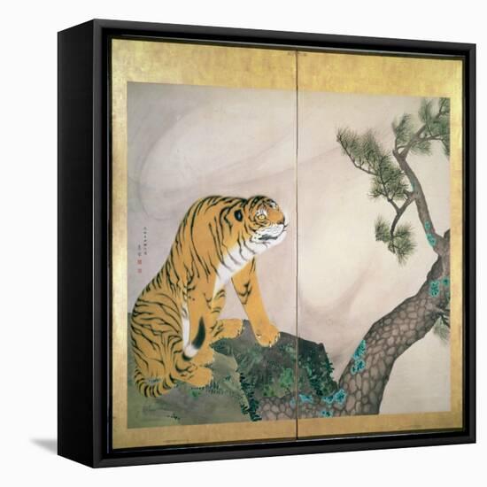 Tiger Screen, Japanese, 1781 (Ink, Colour and Gold on Paper)-Maruyama Okyo-Framed Premier Image Canvas