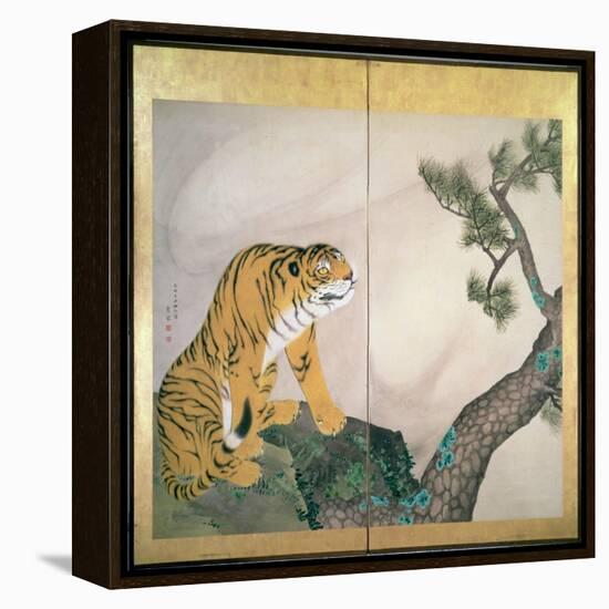 Tiger Screen, Japanese, 1781 (Ink, Colour and Gold on Paper)-Maruyama Okyo-Framed Premier Image Canvas