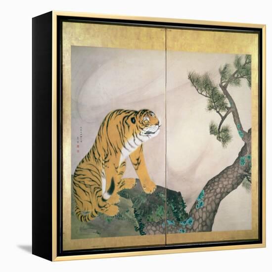 Tiger Screen, Japanese, 1781 (Ink, Colour and Gold on Paper)-Maruyama Okyo-Framed Premier Image Canvas