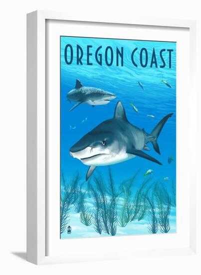 Tiger Shark - Oregon Coast-Lantern Press-Framed Art Print