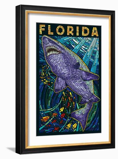Tiger Shark Paper Mosaic - Florida-Lantern Press-Framed Premium Giclee Print