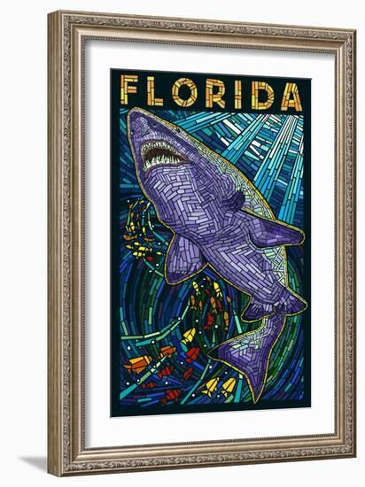 Tiger Shark Paper Mosaic - Florida-Lantern Press-Framed Art Print