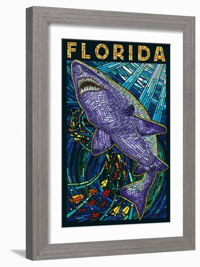 Tiger Shark Paper Mosaic - Florida-Lantern Press-Framed Art Print