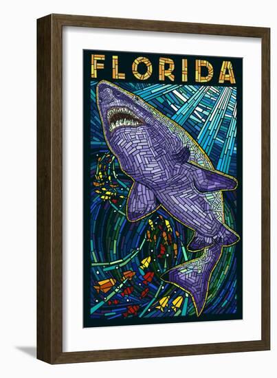 Tiger Shark Paper Mosaic - Florida-Lantern Press-Framed Art Print