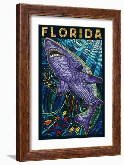 Tiger Shark Paper Mosaic - Florida-Lantern Press-Framed Art Print