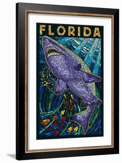 Tiger Shark Paper Mosaic - Florida-Lantern Press-Framed Art Print