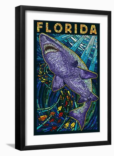 Tiger Shark Paper Mosaic - Florida-Lantern Press-Framed Art Print