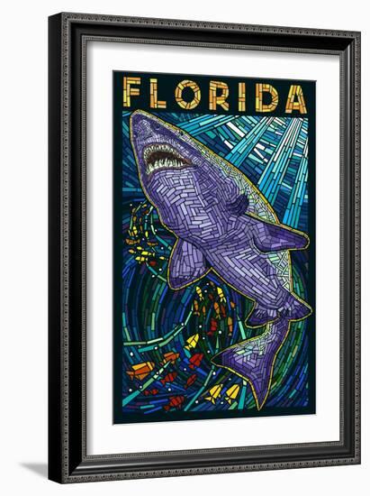 Tiger Shark Paper Mosaic - Florida-Lantern Press-Framed Art Print