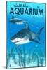 Tiger Shark - Visit the Aquarium-Lantern Press-Mounted Art Print