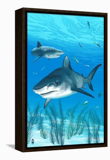 Tiger Shark-Lantern Press-Framed Stretched Canvas
