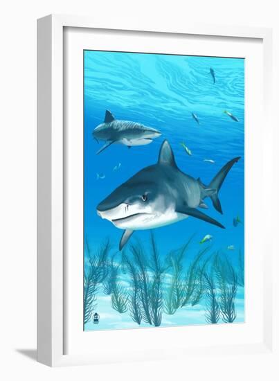 Tiger Shark-Lantern Press-Framed Premium Giclee Print