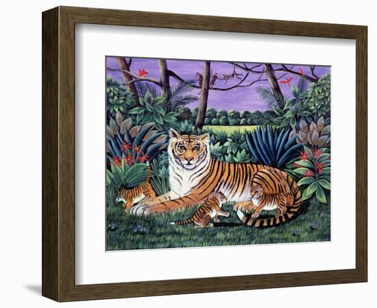 Tiger with Cubs, 1988-Liz Wright-Framed Giclee Print