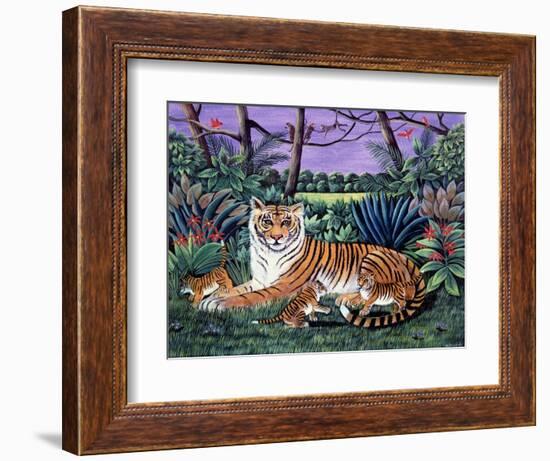 Tiger with Cubs, 1988-Liz Wright-Framed Giclee Print