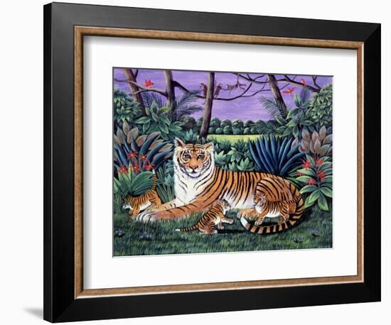 Tiger with Cubs, 1988-Liz Wright-Framed Giclee Print