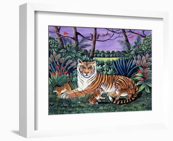 Tiger with Cubs, 1988-Liz Wright-Framed Giclee Print