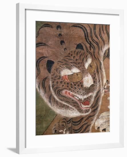 Tiger with its Young, Ink and Color on Silk, Korean Civilization, Joseon Dynasty-null-Framed Giclee Print