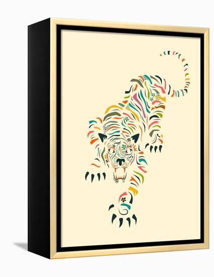 Tiger-Jazzberry Blue-Framed Stretched Canvas