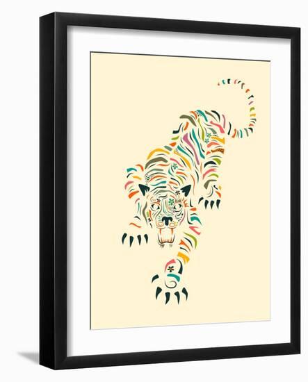 Tiger-Jazzberry Blue-Framed Art Print