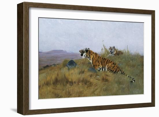 Tigers Stalking Their Prey-Wilhelm Kuhnert-Framed Giclee Print