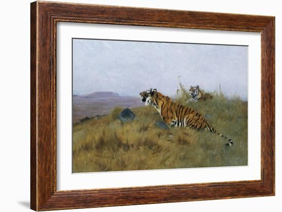 Tigers Stalking Their Prey-Wilhelm Kuhnert-Framed Giclee Print