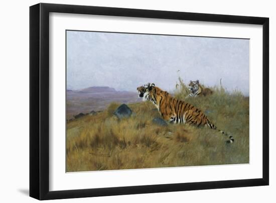 Tigers Stalking Their Prey-Wilhelm Kuhnert-Framed Giclee Print