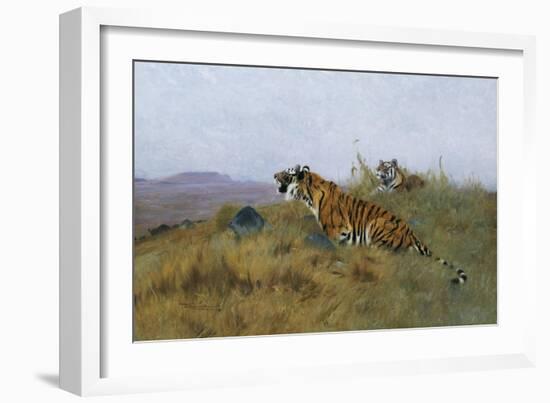 Tigers Stalking Their Prey-Wilhelm Kuhnert-Framed Giclee Print