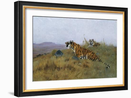 Tigers Stalking Their Prey-Wilhelm Kuhnert-Framed Giclee Print