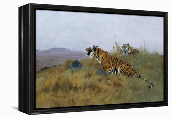 Tigers Stalking Their Prey-Wilhelm Kuhnert-Framed Premier Image Canvas