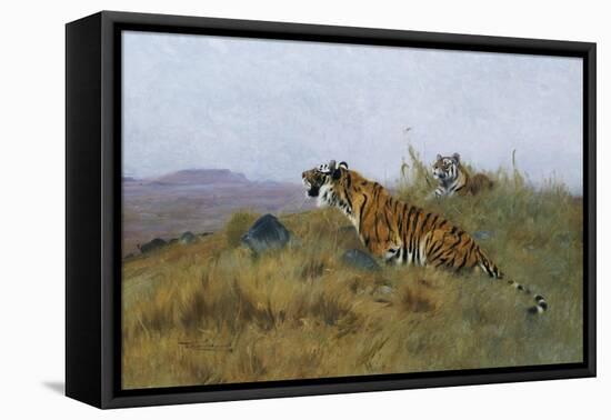 Tigers Stalking Their Prey-Wilhelm Kuhnert-Framed Premier Image Canvas