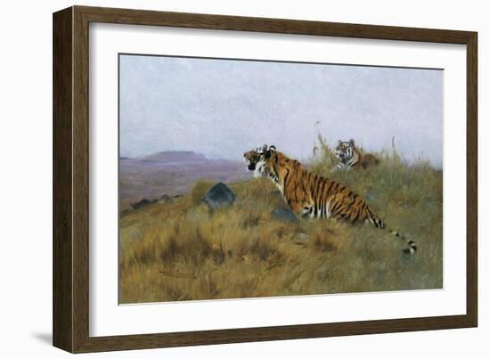 Tigers Stalking Their Prey-Wilhelm Kuhnert-Framed Giclee Print